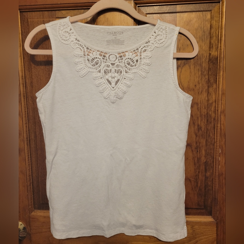 Talbots Womens Small Petite Whita Cotton Tank Top